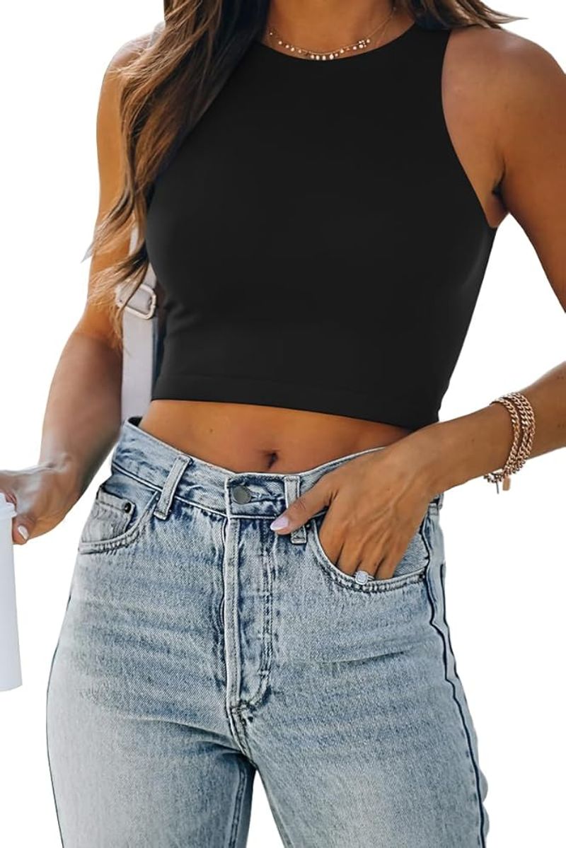 Cropped Black Tank