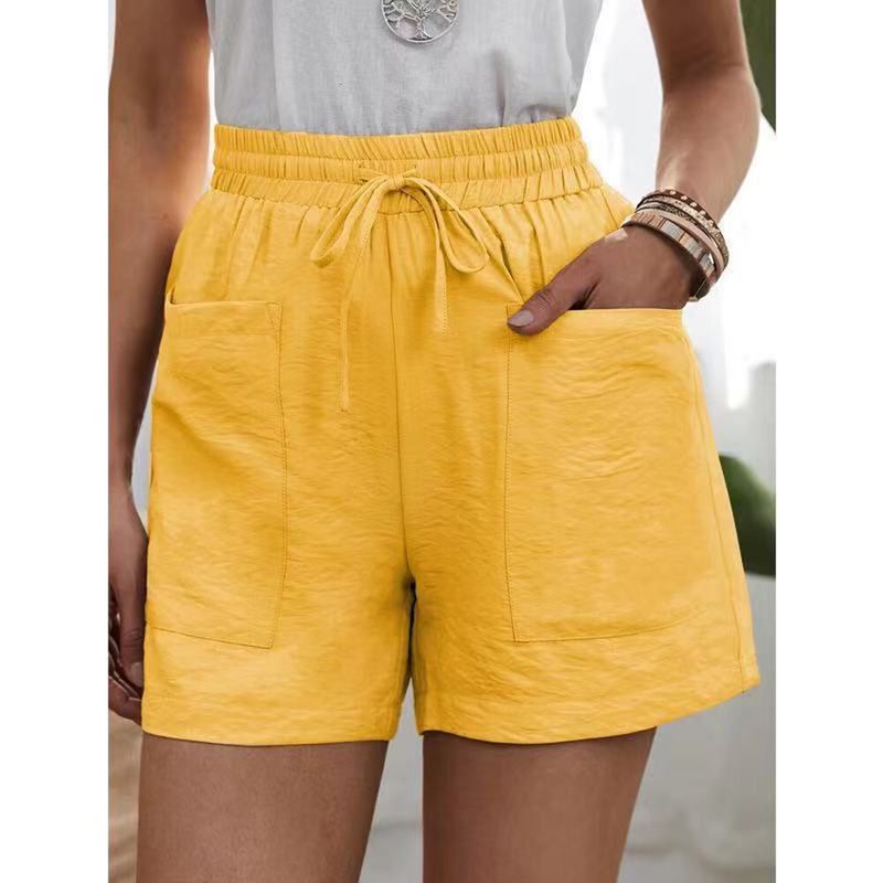 Lemon Yellow Linen Shorts