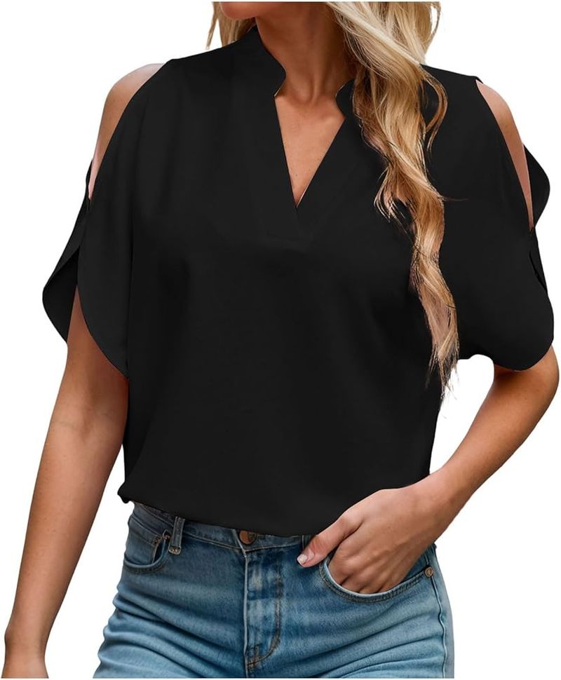 Cold-Shoulder Black Top
