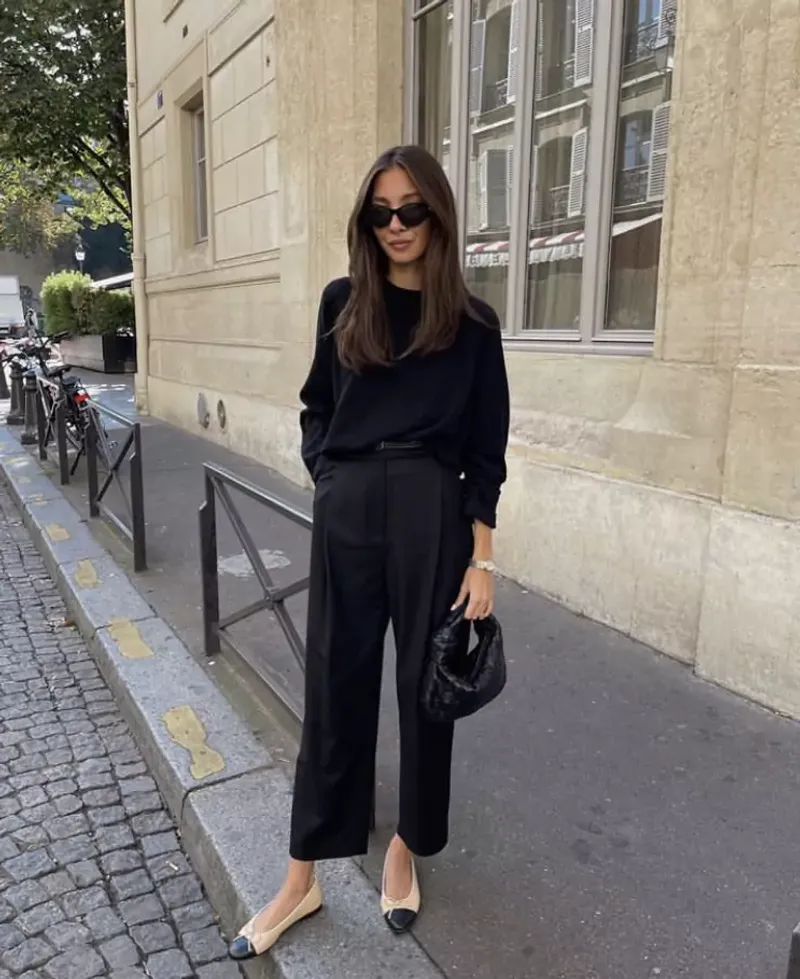 Black Tee & Statement Pants