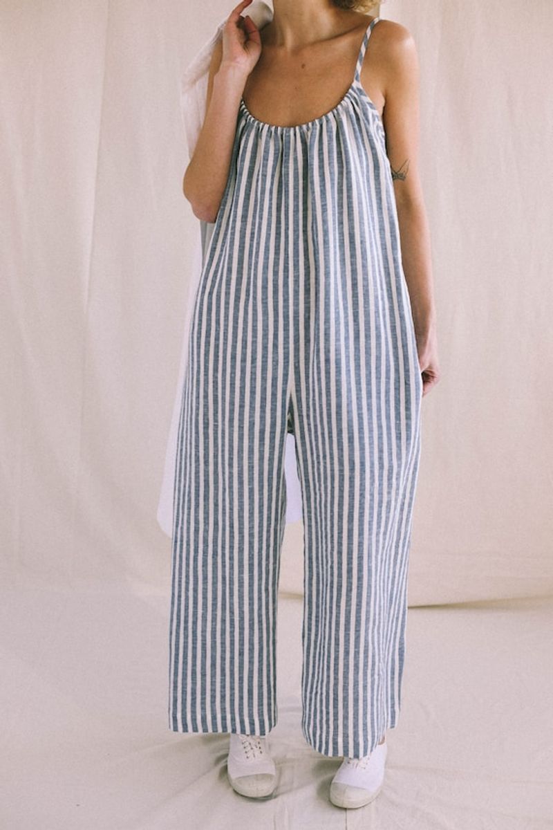 Seersucker Striped Jumpsuit