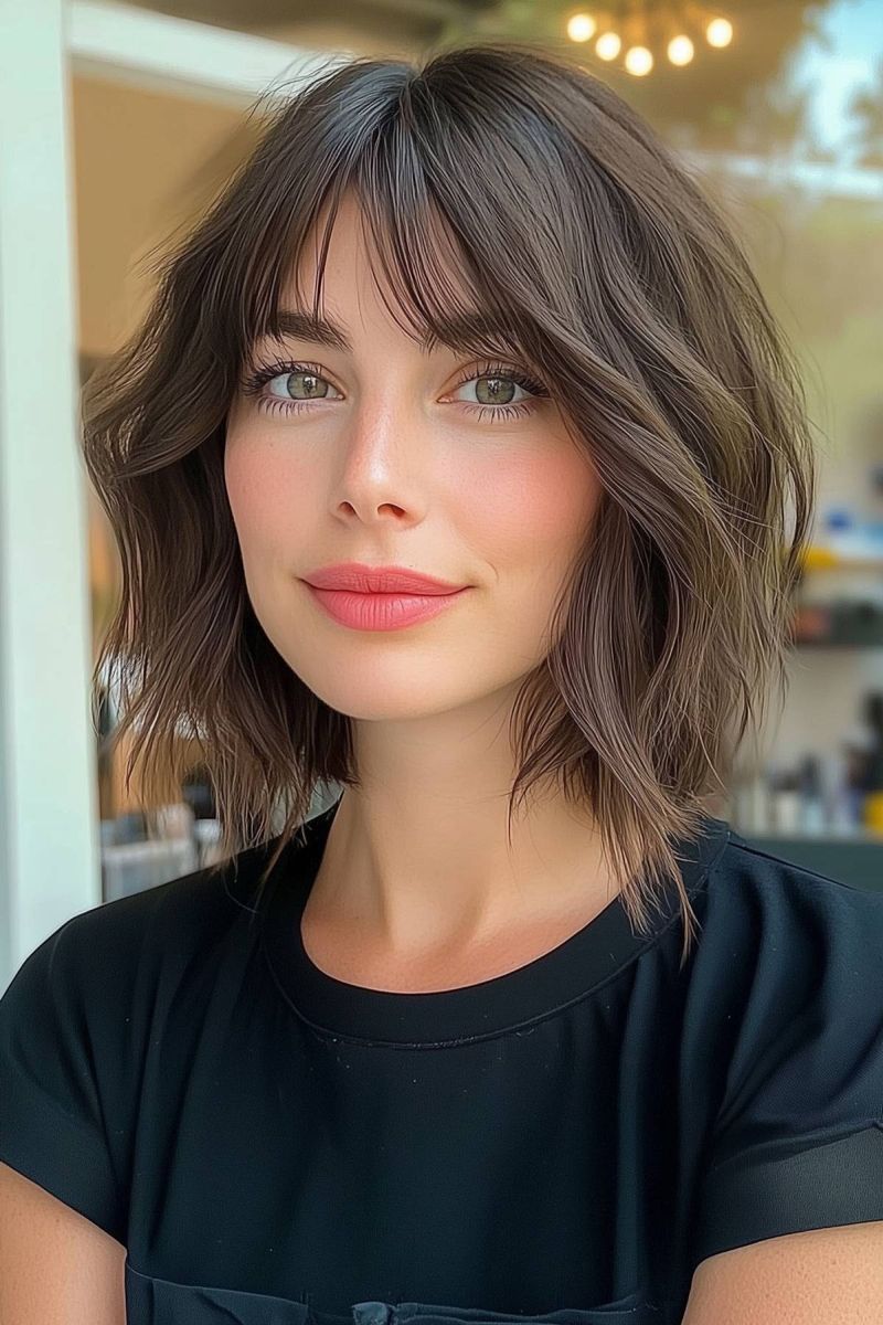 Tousled Lob with Curtain Bangs