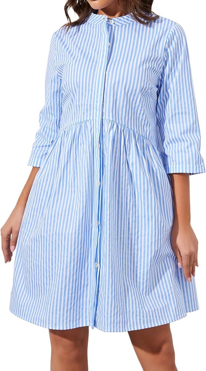 Striped Button-Down Shirtdress