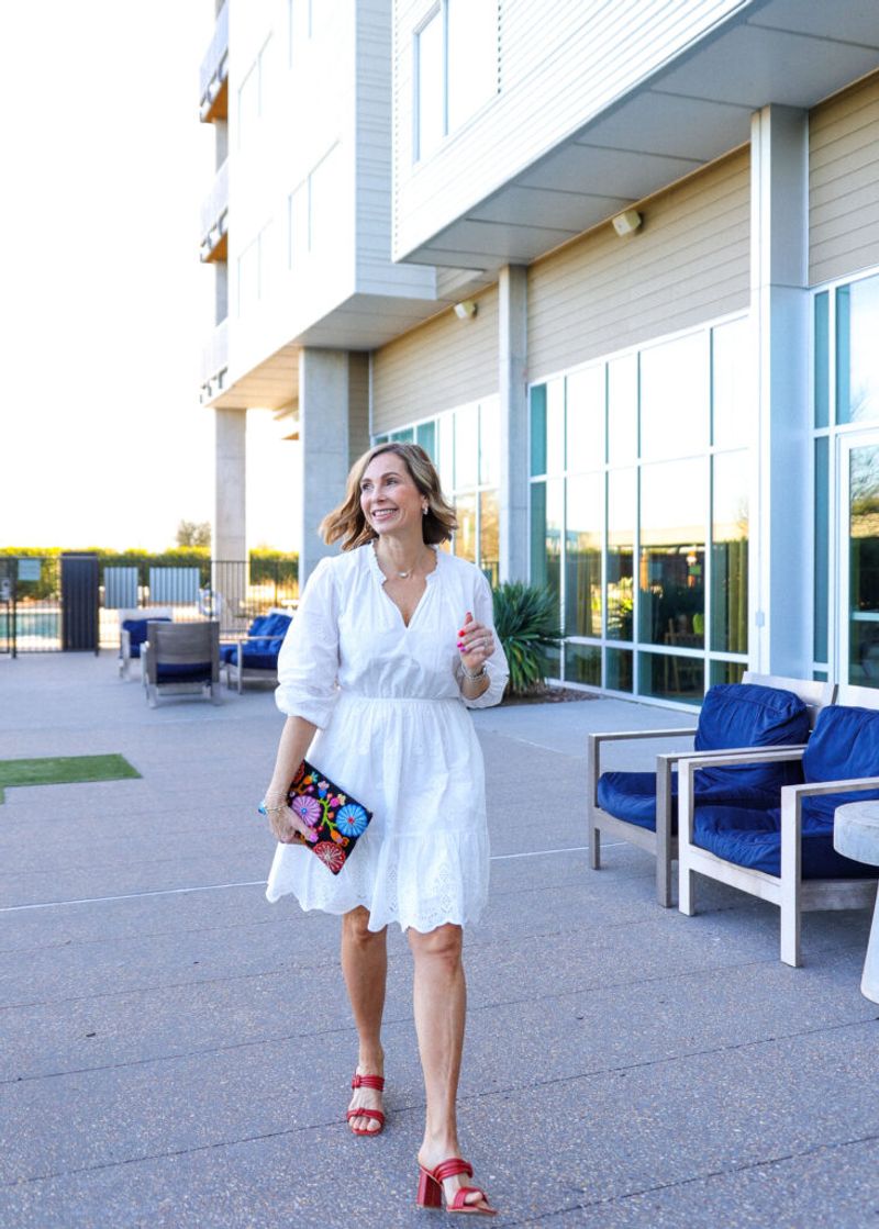 White Eyelet Dress & Colorful Accessories
