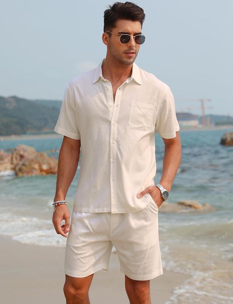 Linen Button-Down and Shorts Combo
