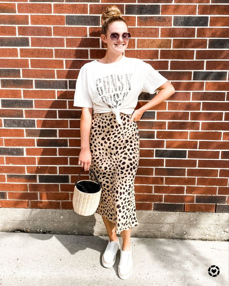 Midi Skirt with Graphic Tee