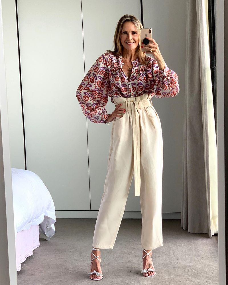 Linen Pants and Silk Blouse