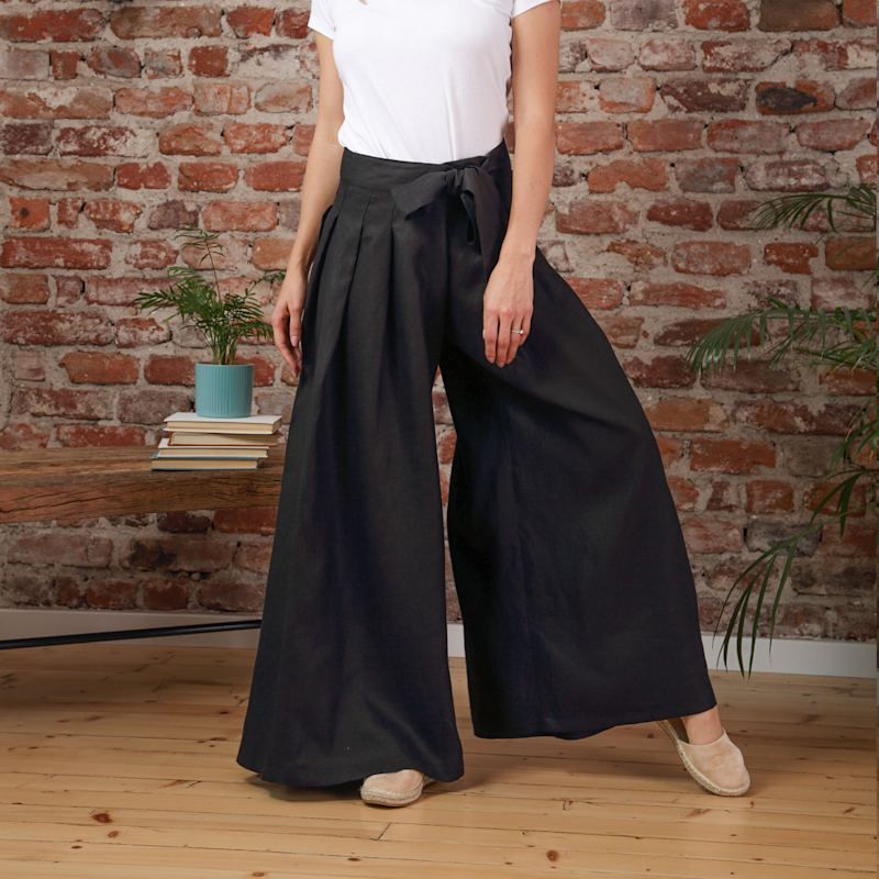 Wrap-Style Linen Trousers
