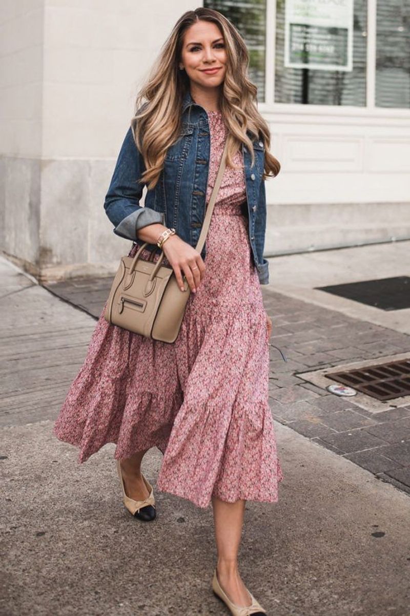 Wrap Dress + Ankle Boots + Jean Jacket