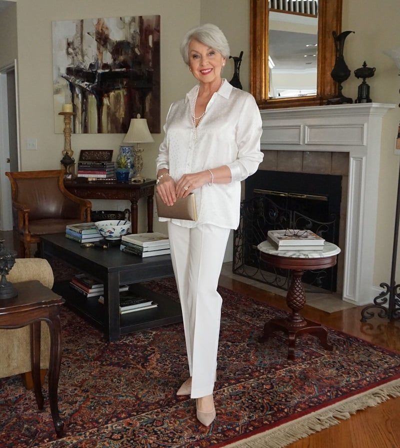 Elegant Silk Blouse and Slacks