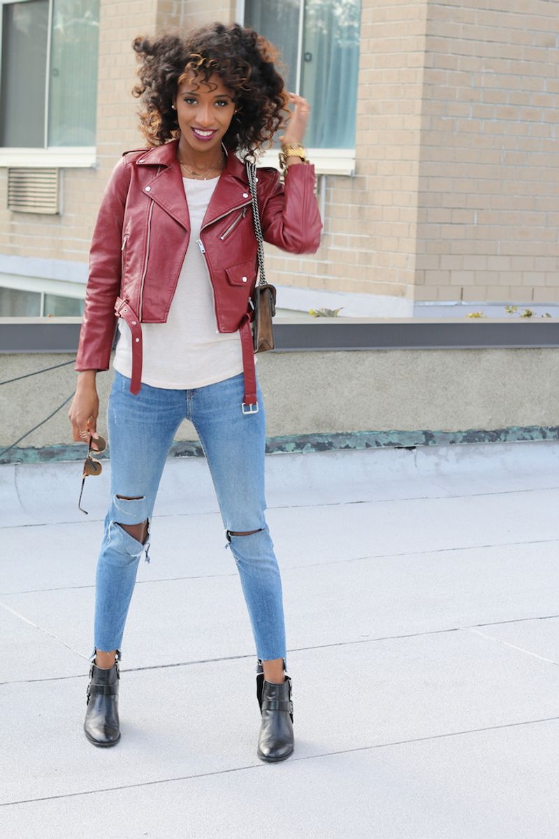 Cherry Red Leather Jacket Edge