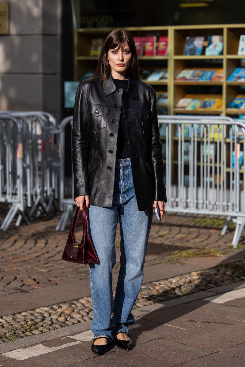 Leather Jacket & Lightweight Sweater Duo