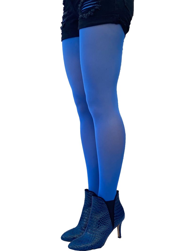 Cobalt Blue Tights with Coral Peep-Toe Heels