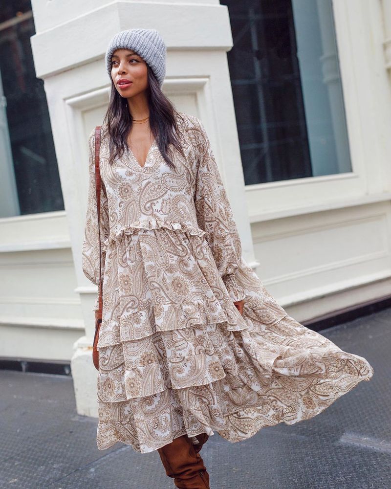 Slouchy Boots with Maxi Dress