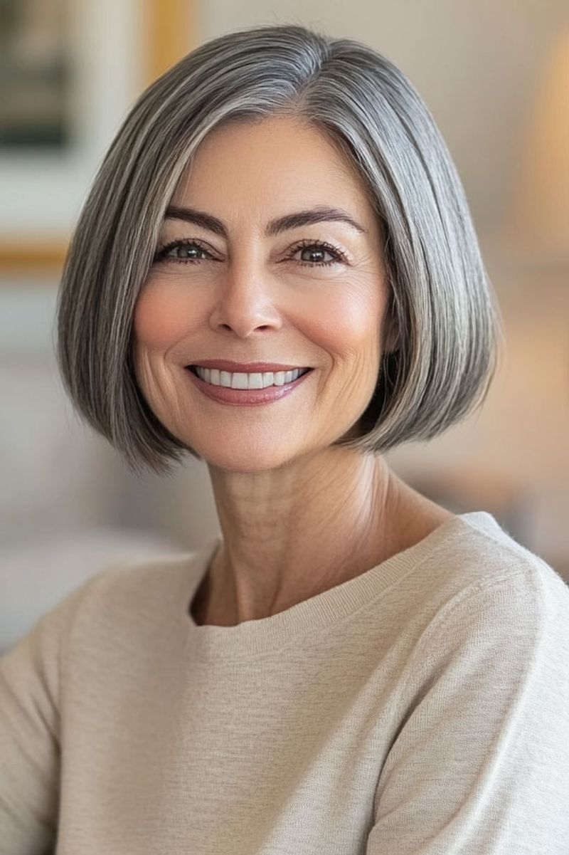 Sleek Silver Side-Part