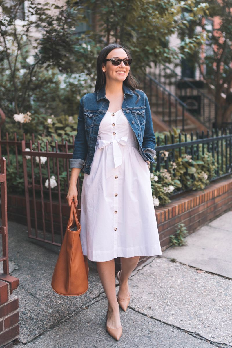 Denim Jacket with White Sundress
