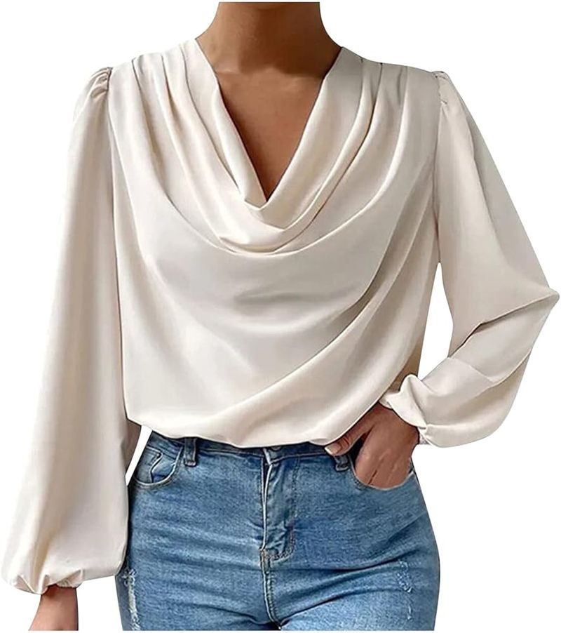 Draped Cowl-Back Blouse