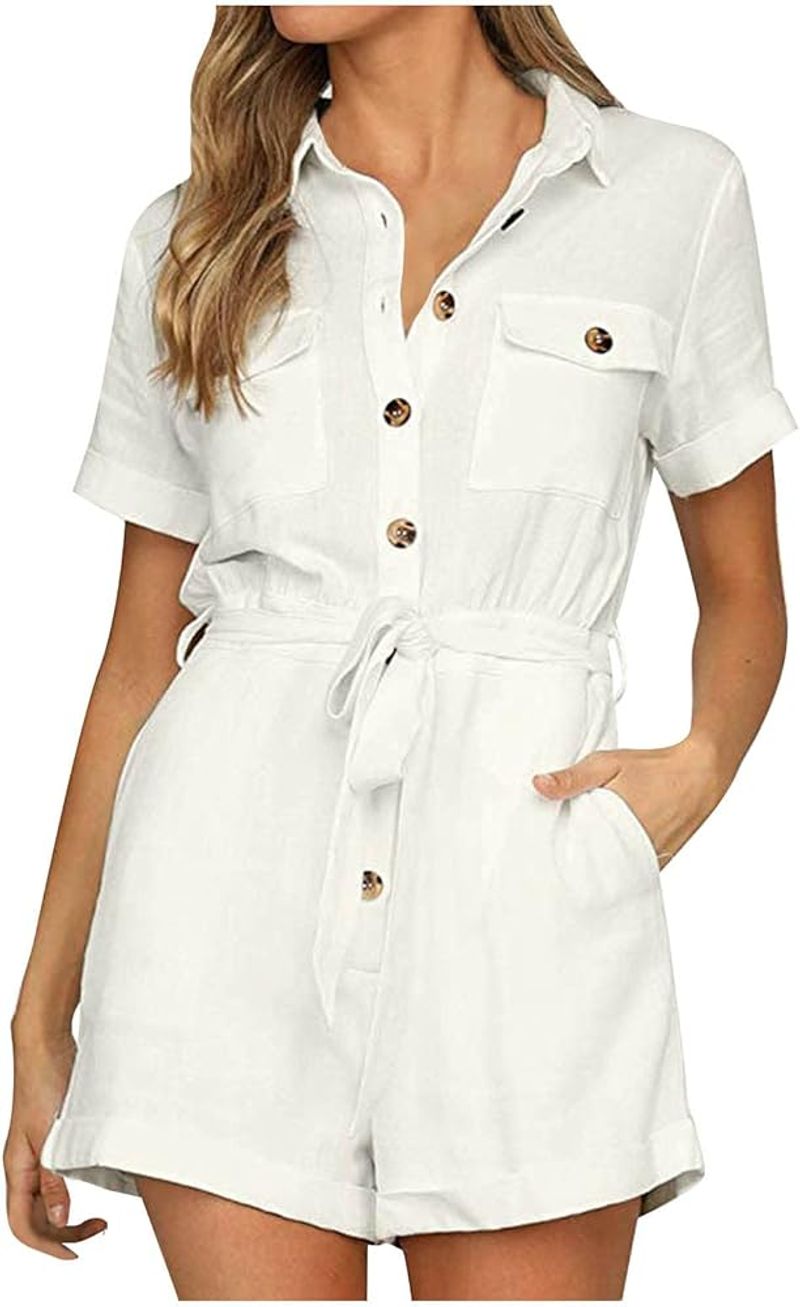Oversized Button-Front Romper