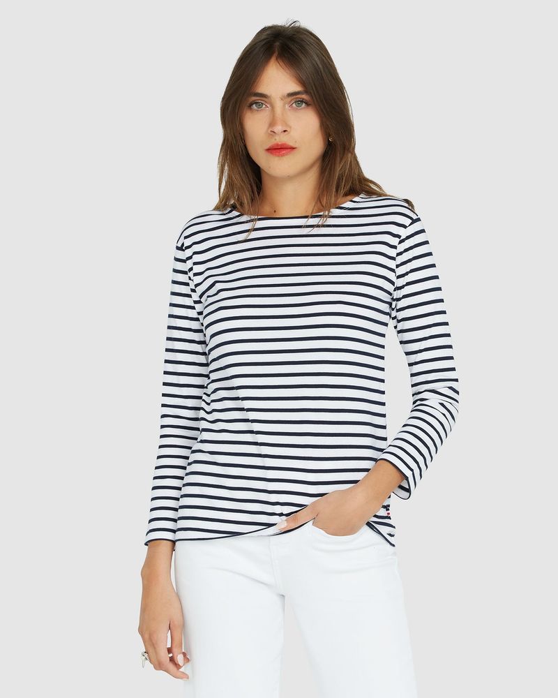 Striped Boat-Neck Top