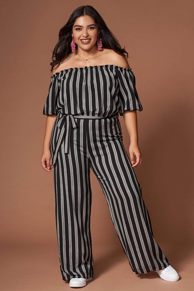 Off-Shoulder Jumpsuit with Support Band
