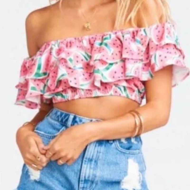 Watermelon Pink Off-Shoulder Tee