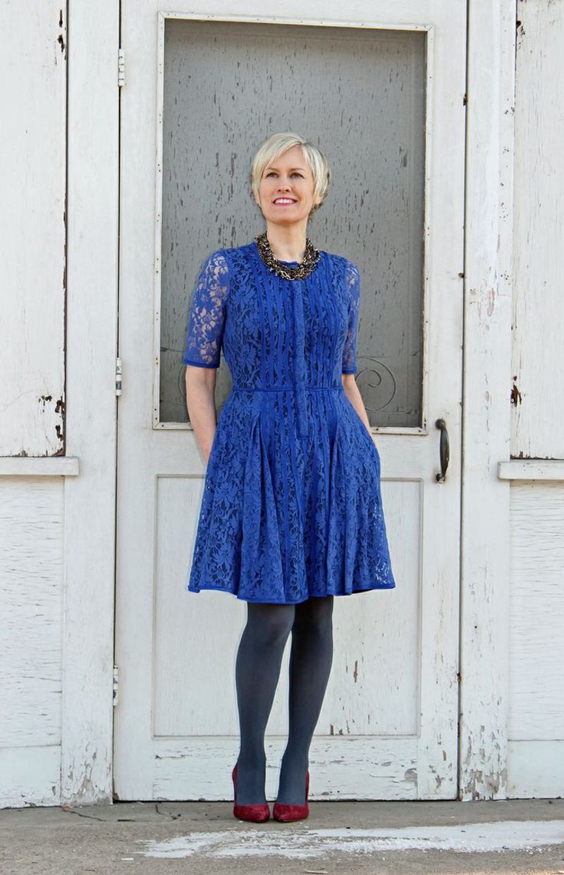 Navy Tights with Burgundy Brogues