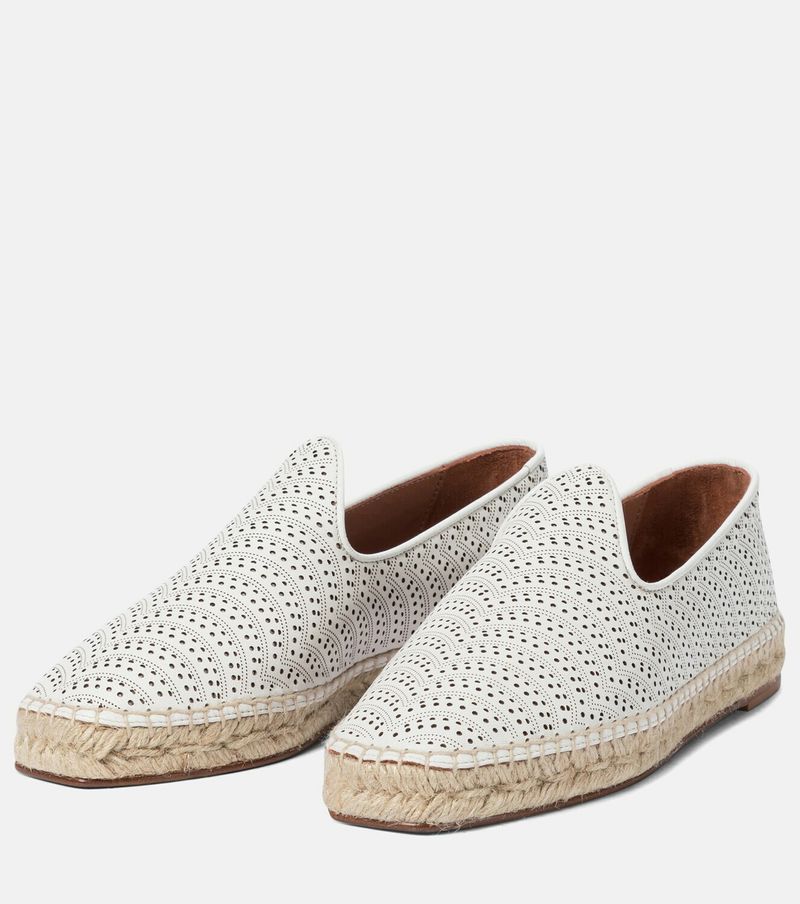 Laser-Cut Leather Espadrilles