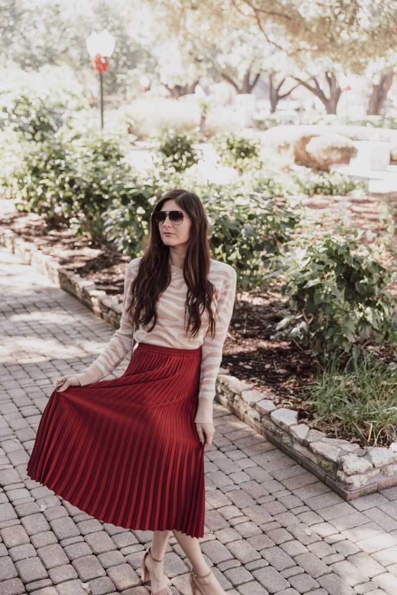 Pleated Skirt with Tucked Sweater