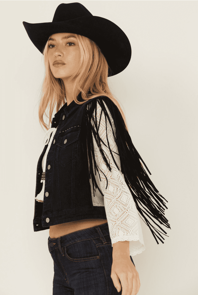 Fringe Vest Over Basic Tee