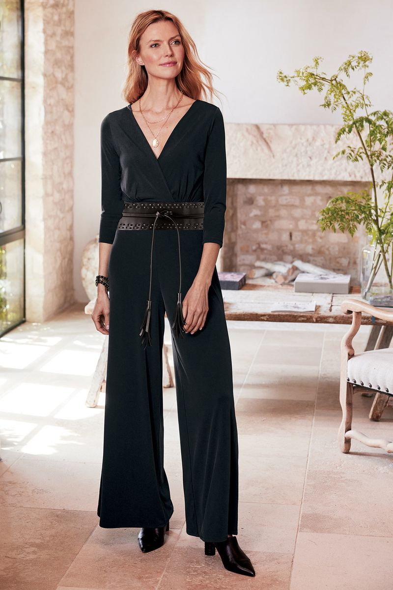 Black Jumpsuit with Statement Belt