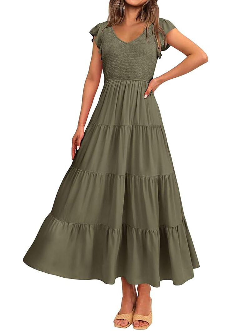 Tiered Sundress with Espadrille Wedges