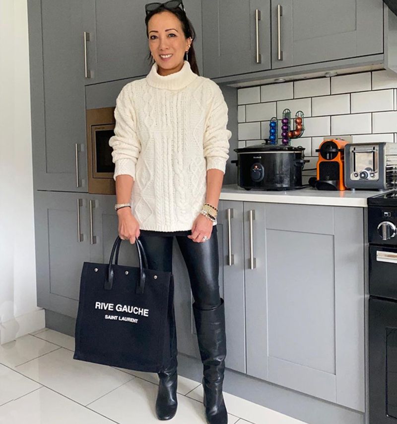 Cashmere Sweater with Leather Accents