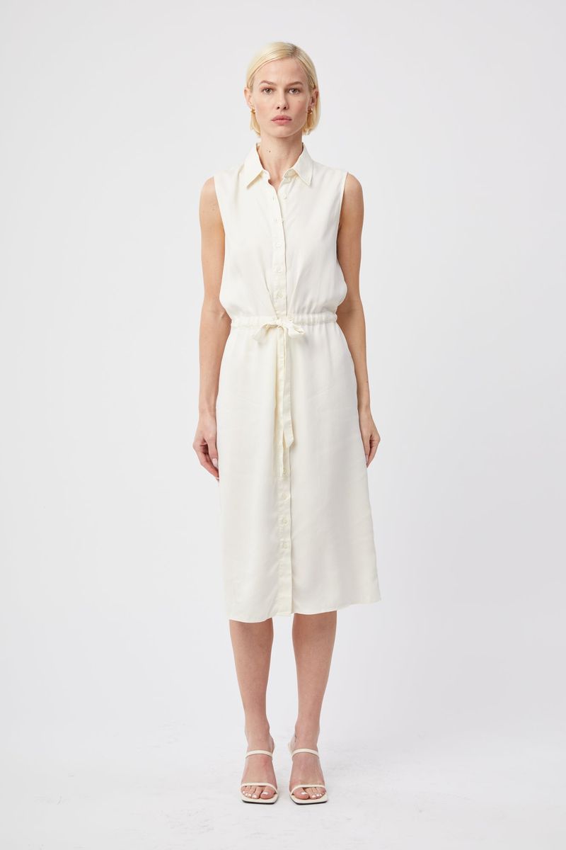 Drawstring-Waist Shirt Dress