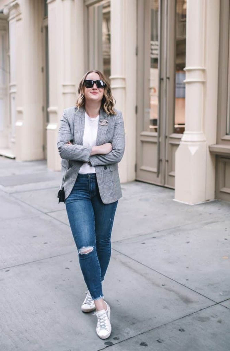 Casual Blazer with Slip-On Sneakers