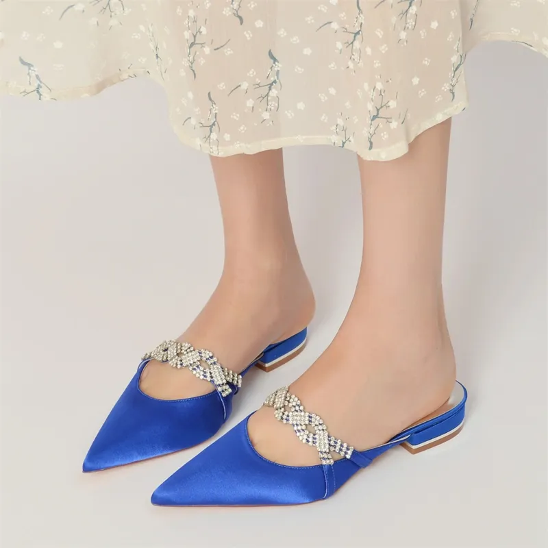Satin Pointed-Toe Mules