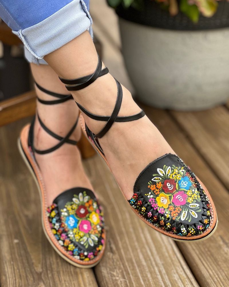 Hand-Painted Leather Flats as Wearable Art