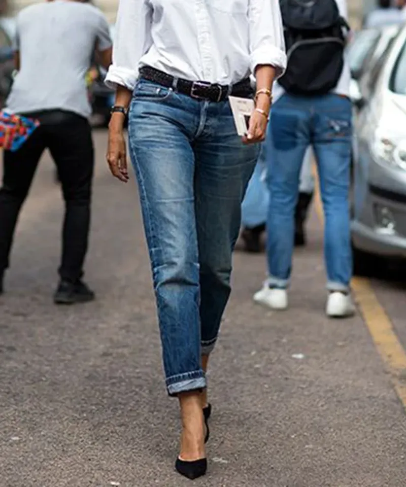 Faded Vintage Denim and Metallic Stilettos
