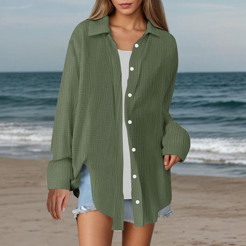 Oversized Button-Up Shirt Cover-Up