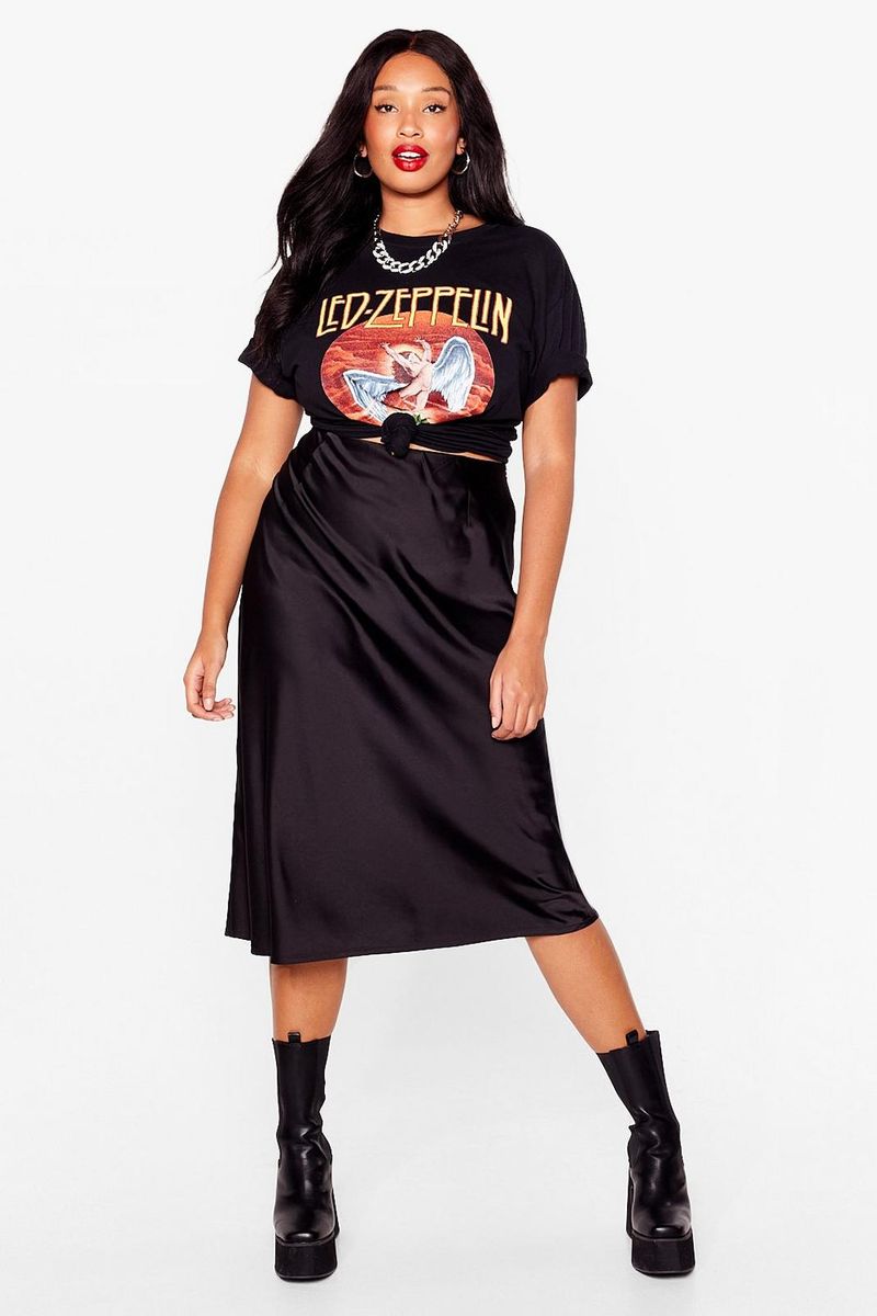 Satin Slip Skirts With Graphic Tops