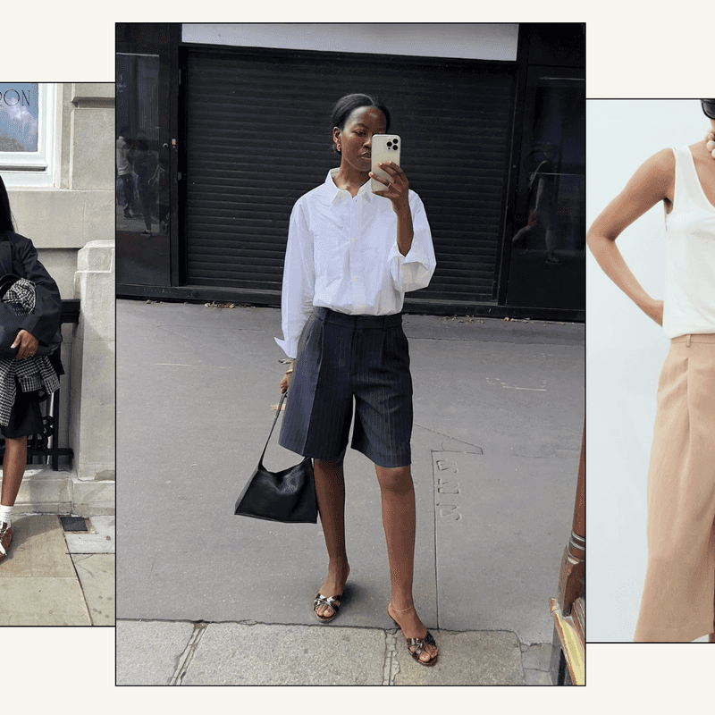 Bermuda Shorts & Tucked Blouse