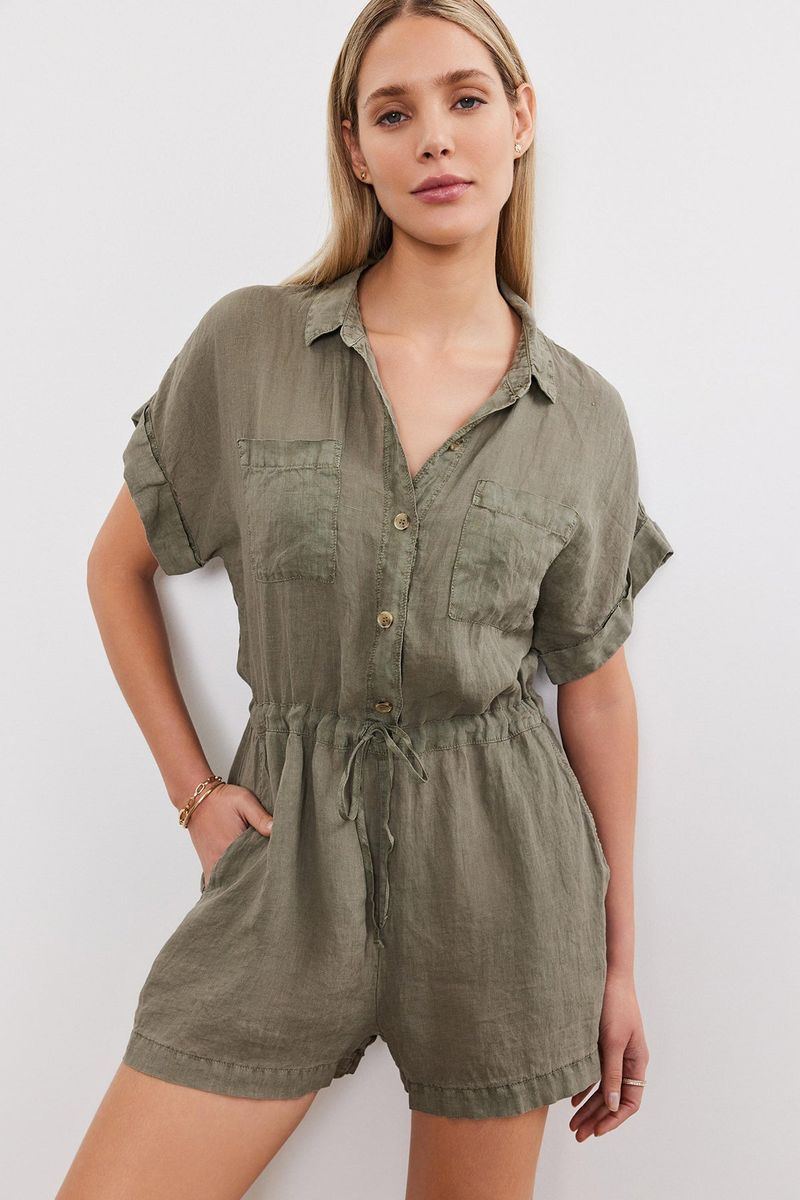Cotton Romper with Light Scarf