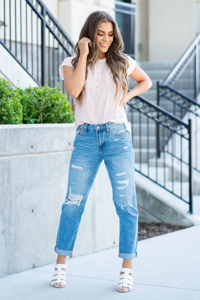 Distressed Boyfriend Jeans