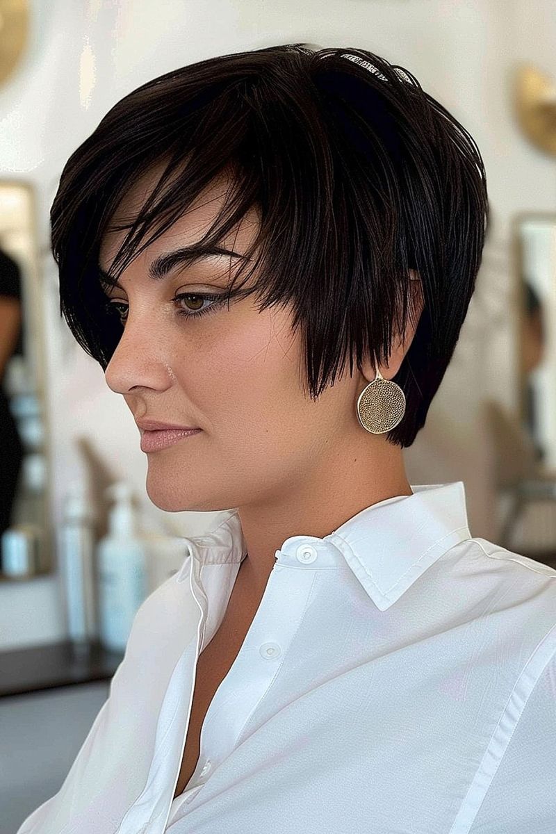 Sleek Pixie with Long Sideburns
