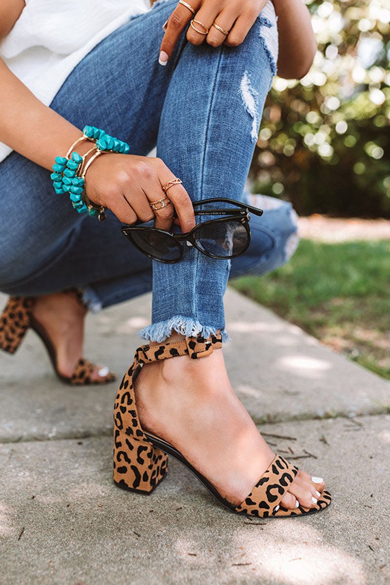 High-Waisted Jeans & Animal Print Heels