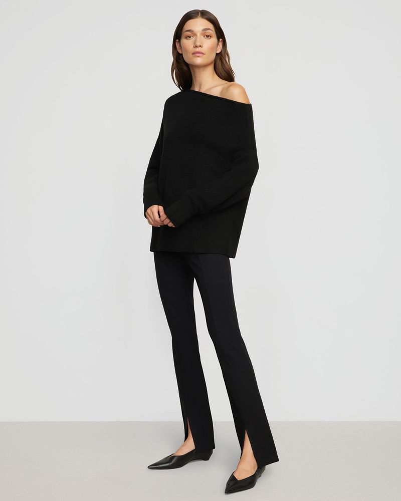 Split-Hem Black Pants & Boxy Top