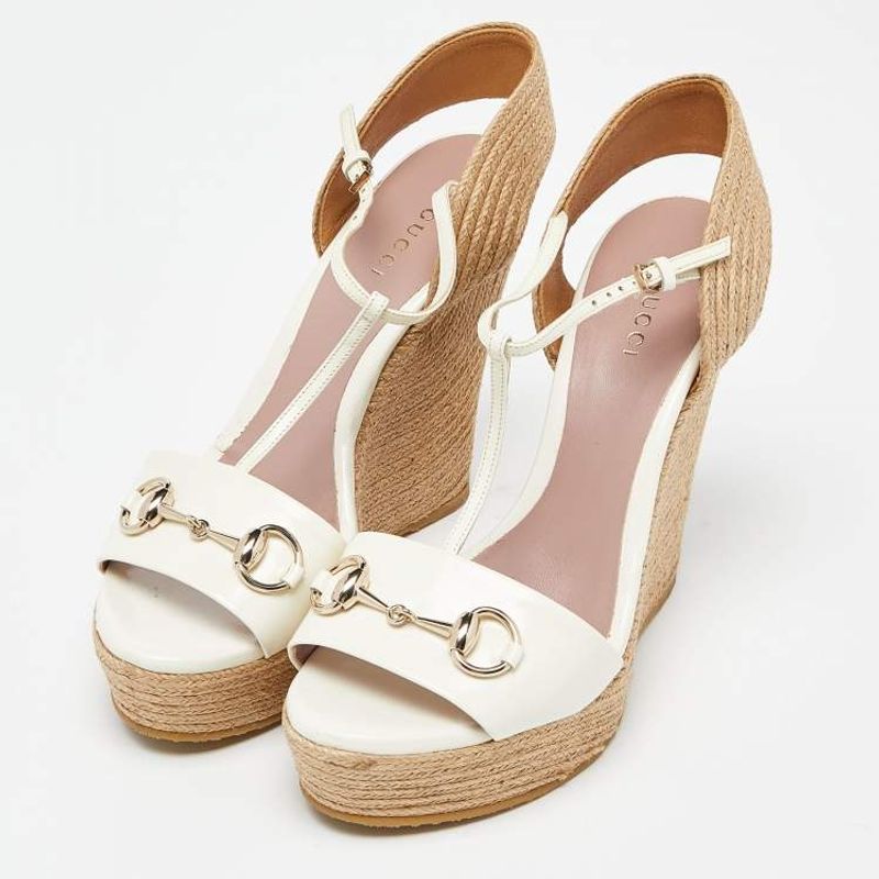 Gucci Leather Platform Espadrille Sandals