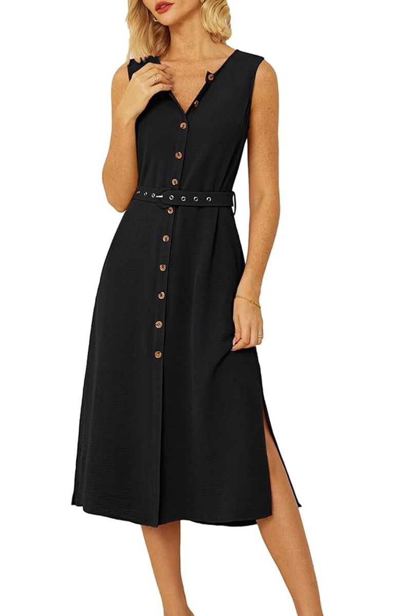 Sleeveless Button-Front Dress