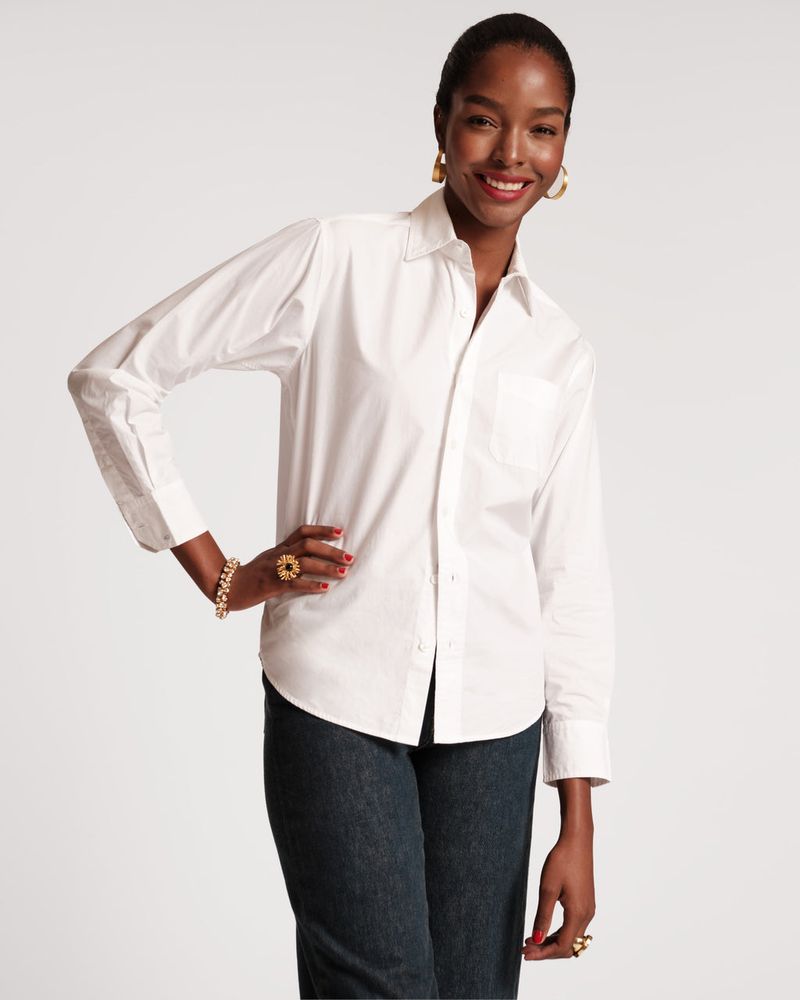Crisp White Button-Down Shirt
