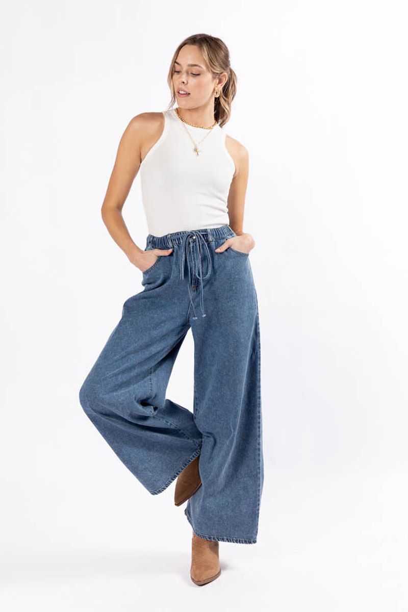 Loose-Fit Chambray Pants