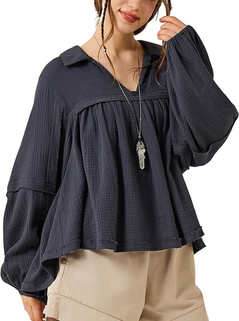 Tiered Sleeve Gauze Top